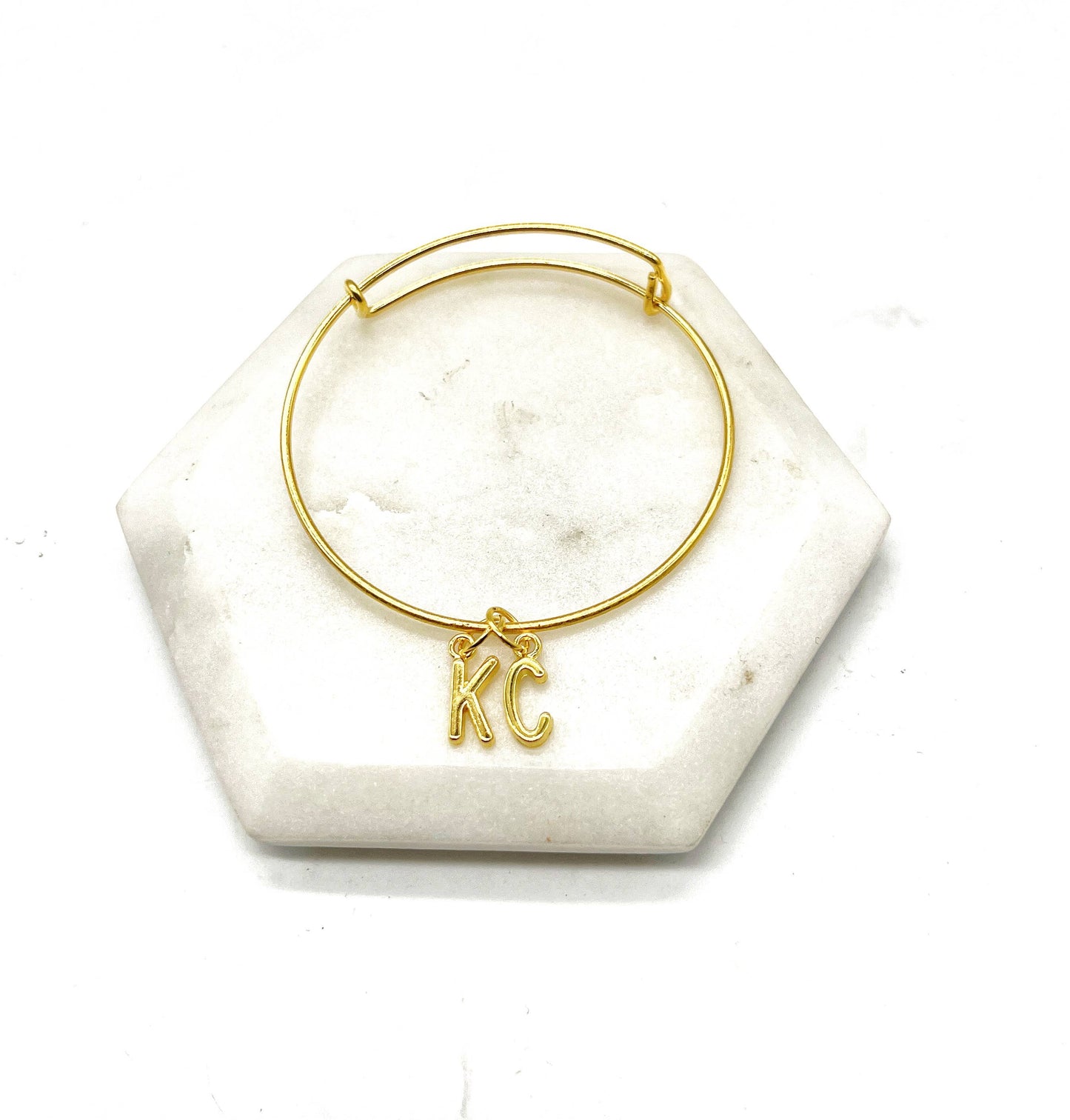 Gold KC Kansas City Chiefs Charm Bangle Bracelet Game Day