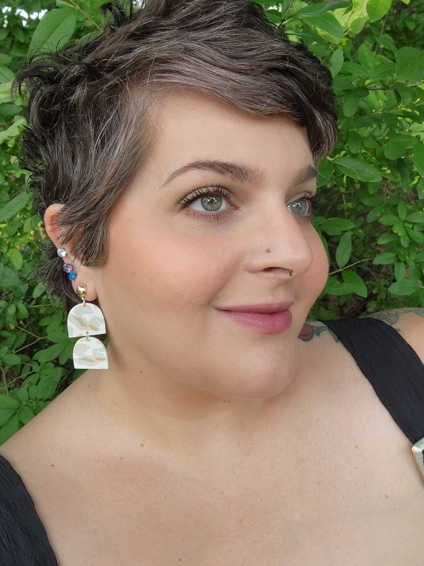Neutral Leopard Double Deco Acrylic Statement Earrings