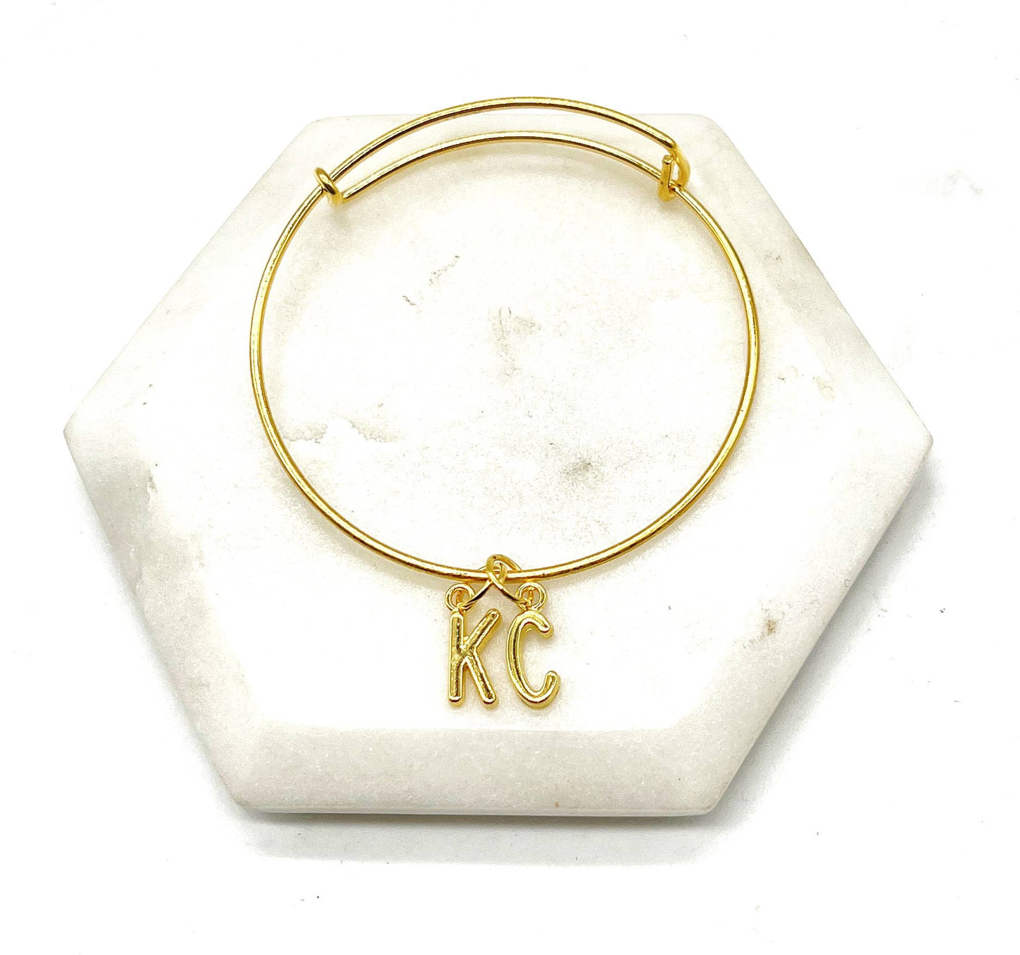 Gold KC Kansas City Chiefs Charm Bangle Bracelet Game Day