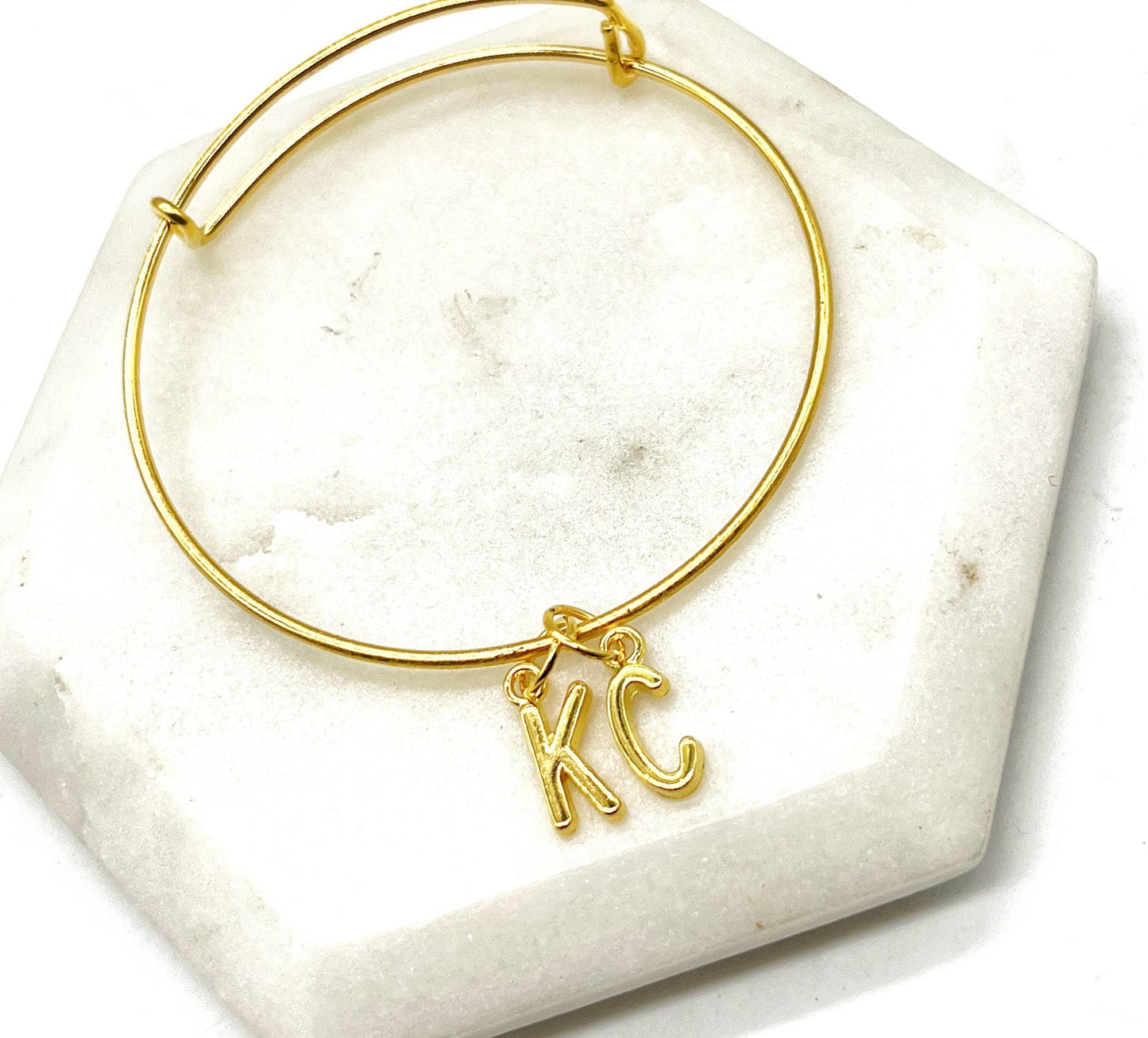 Gold KC Kansas City Chiefs Charm Bangle Bracelet Game Day