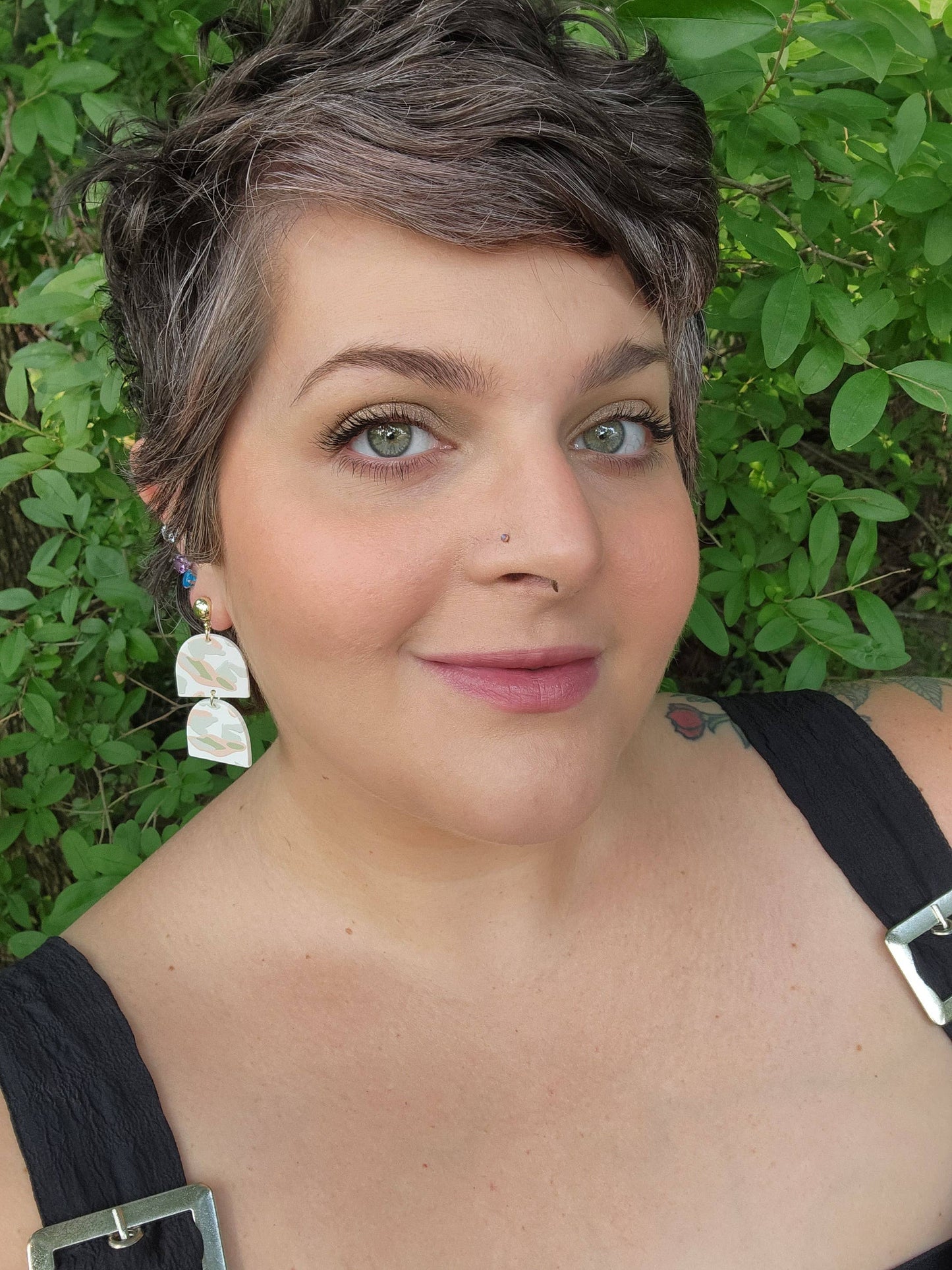 Neutral Leopard Double Deco Acrylic Statement Earrings