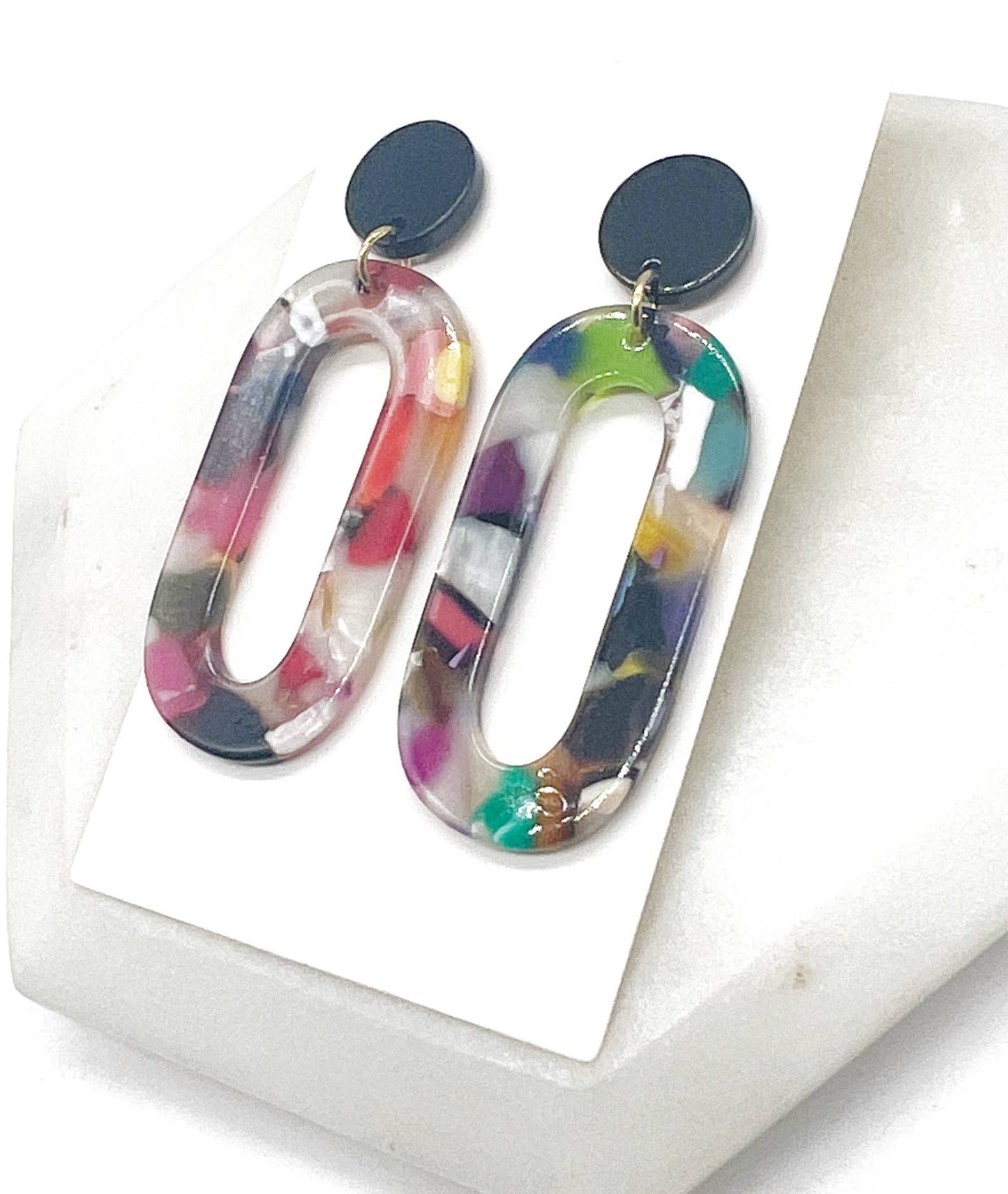 Multi-Color Loop Acrylic Earrings