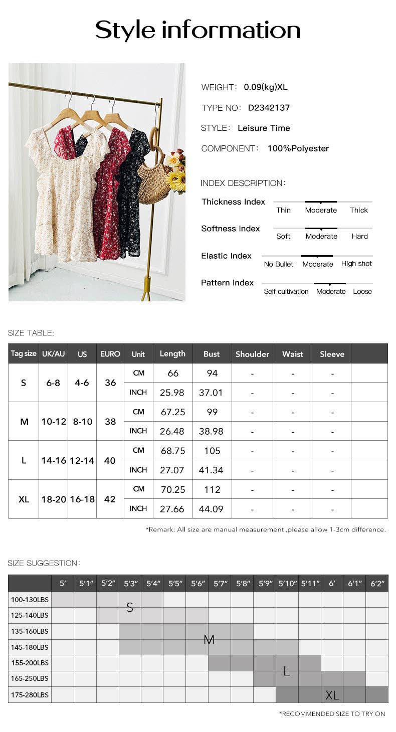 Puff Short-Sleeved Square Neck Ruffled Shirt Top: Red