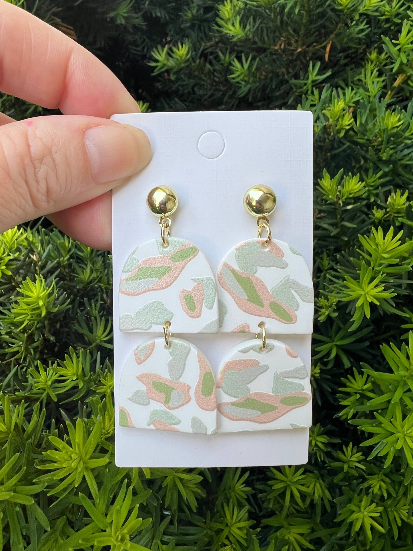 Neutral Leopard Double Deco Acrylic Statement Earrings