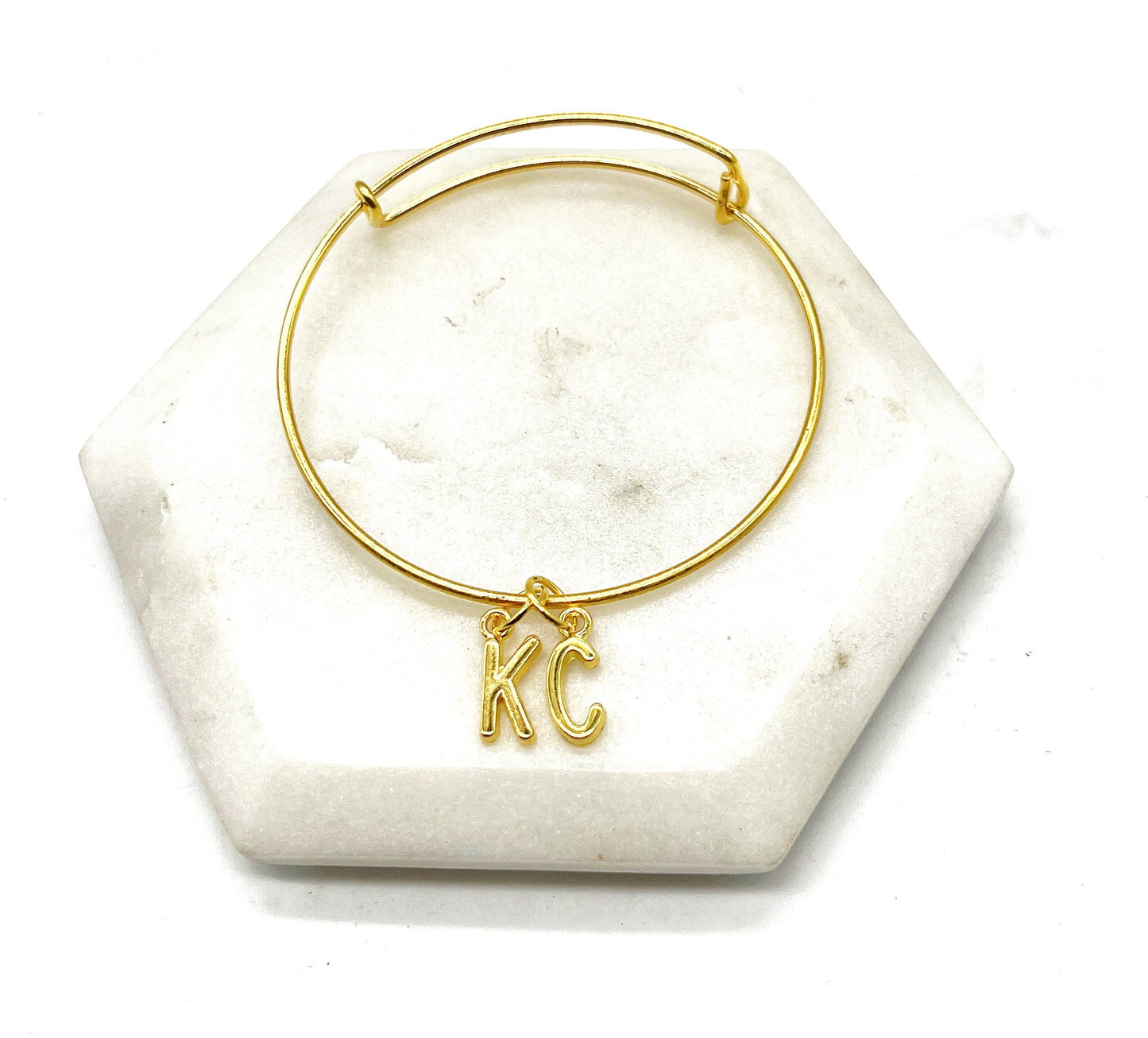 Gold KC Kansas City Chiefs Charm Bangle Bracelet Game Day