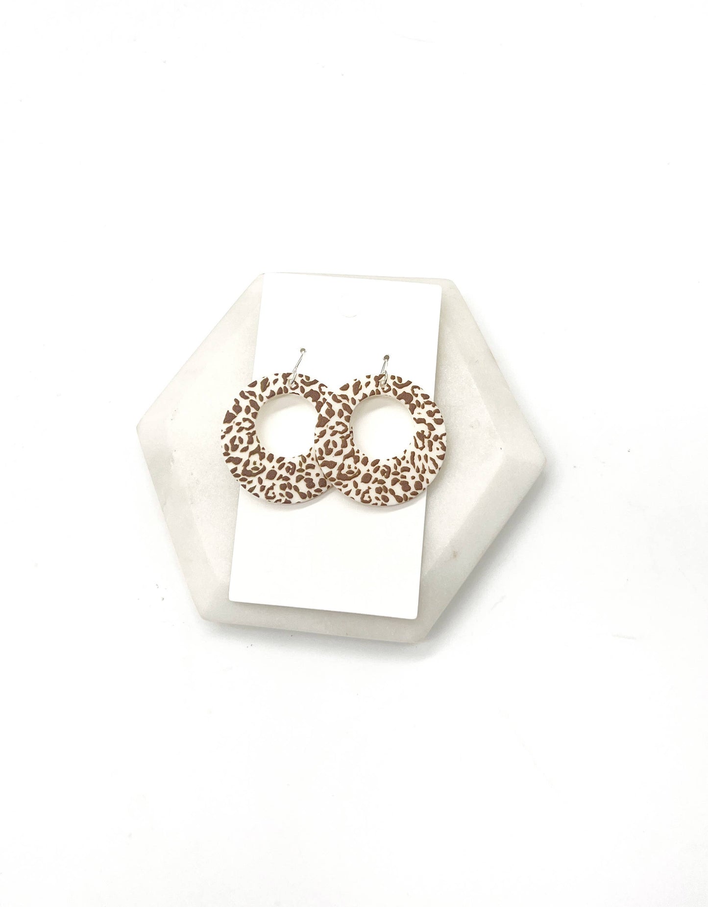 Neutral Leopard Acrylic Circle Cutout Statement Earrings