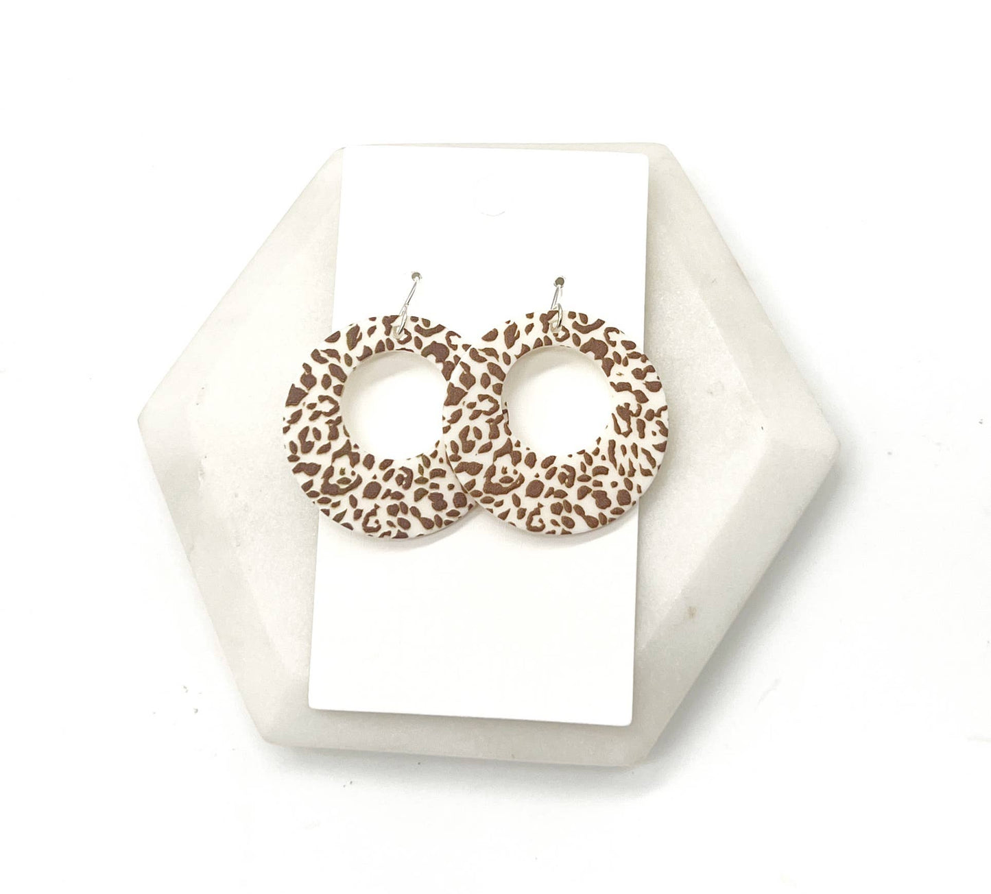Neutral Leopard Acrylic Circle Cutout Statement Earrings