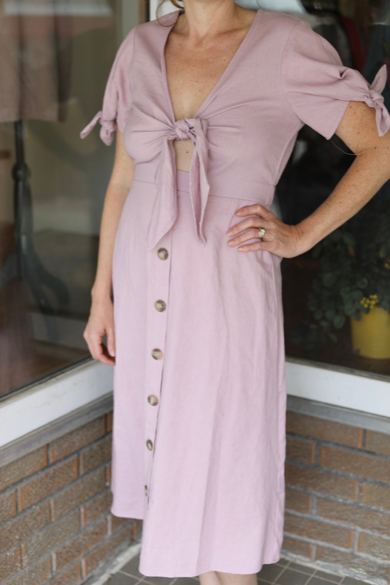 Lilac Button Front Dress