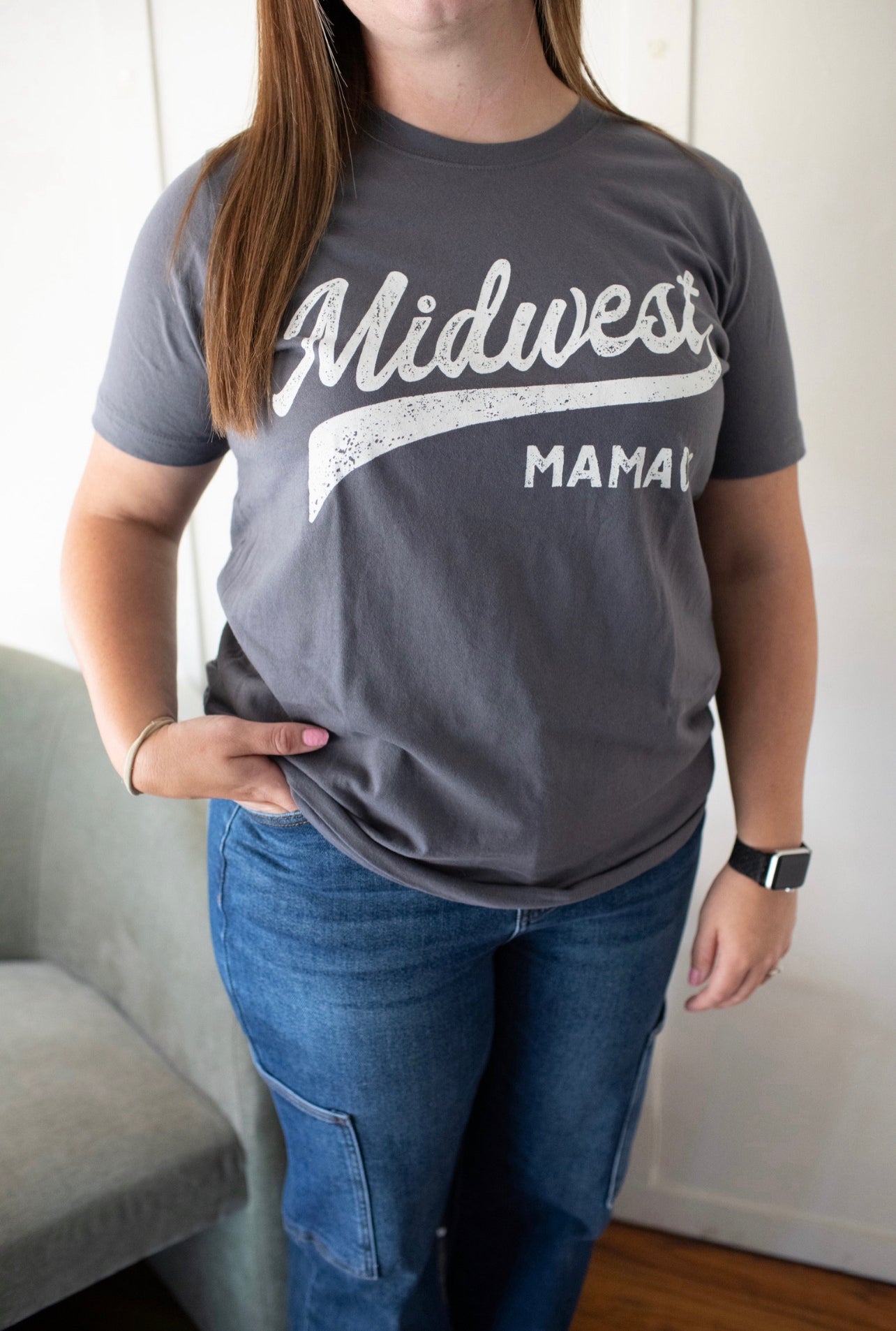 MIDWEST MAMA GRAPHIC TSHIRTS: GREY