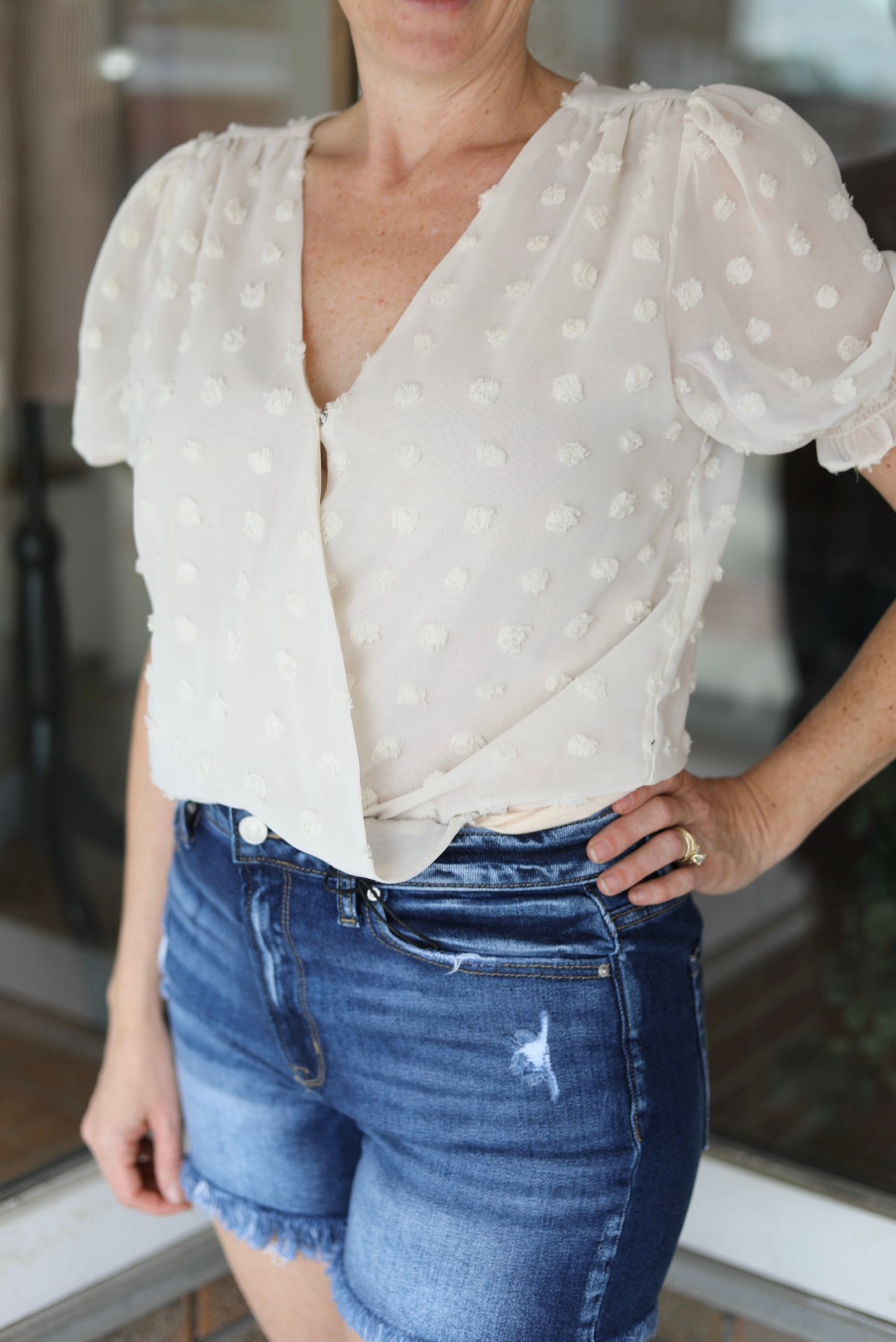 Swiss Dot Cream Bodysuit