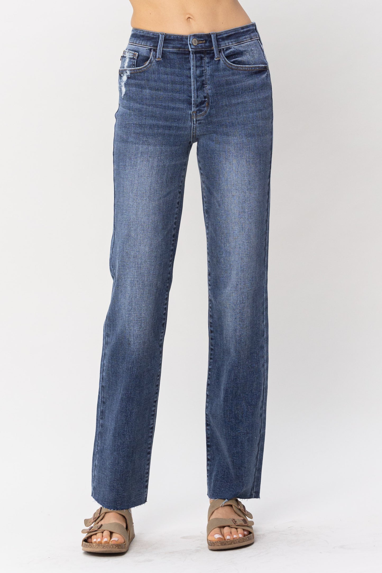 Judy Blue-High Waist Hidden Button-Fly Straight-PLUS