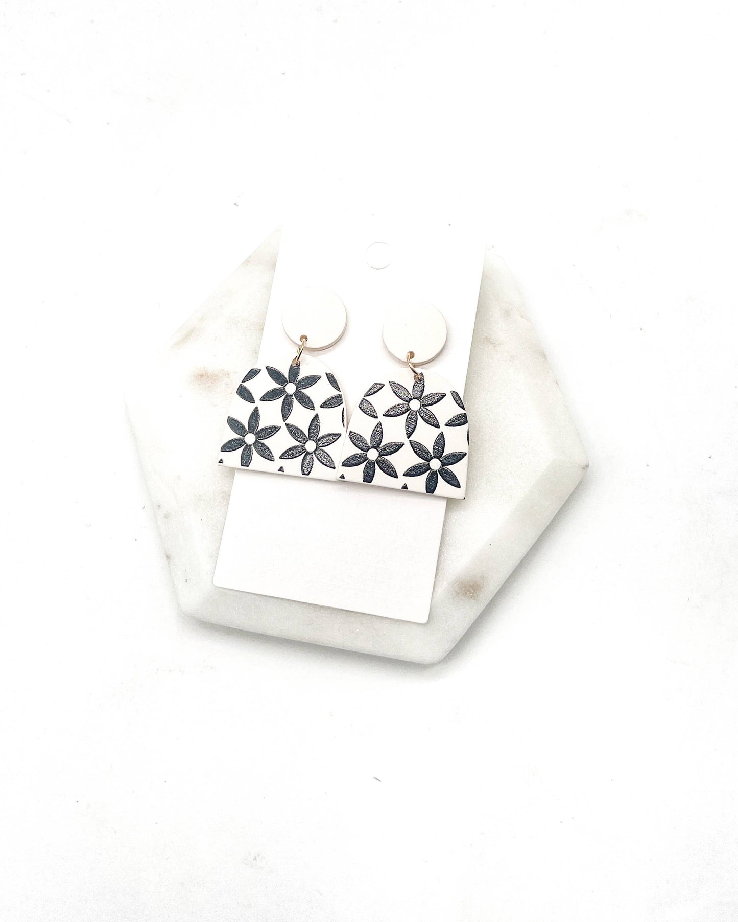 Neutral Floral Deco Acrylic Statement Earrings Spring