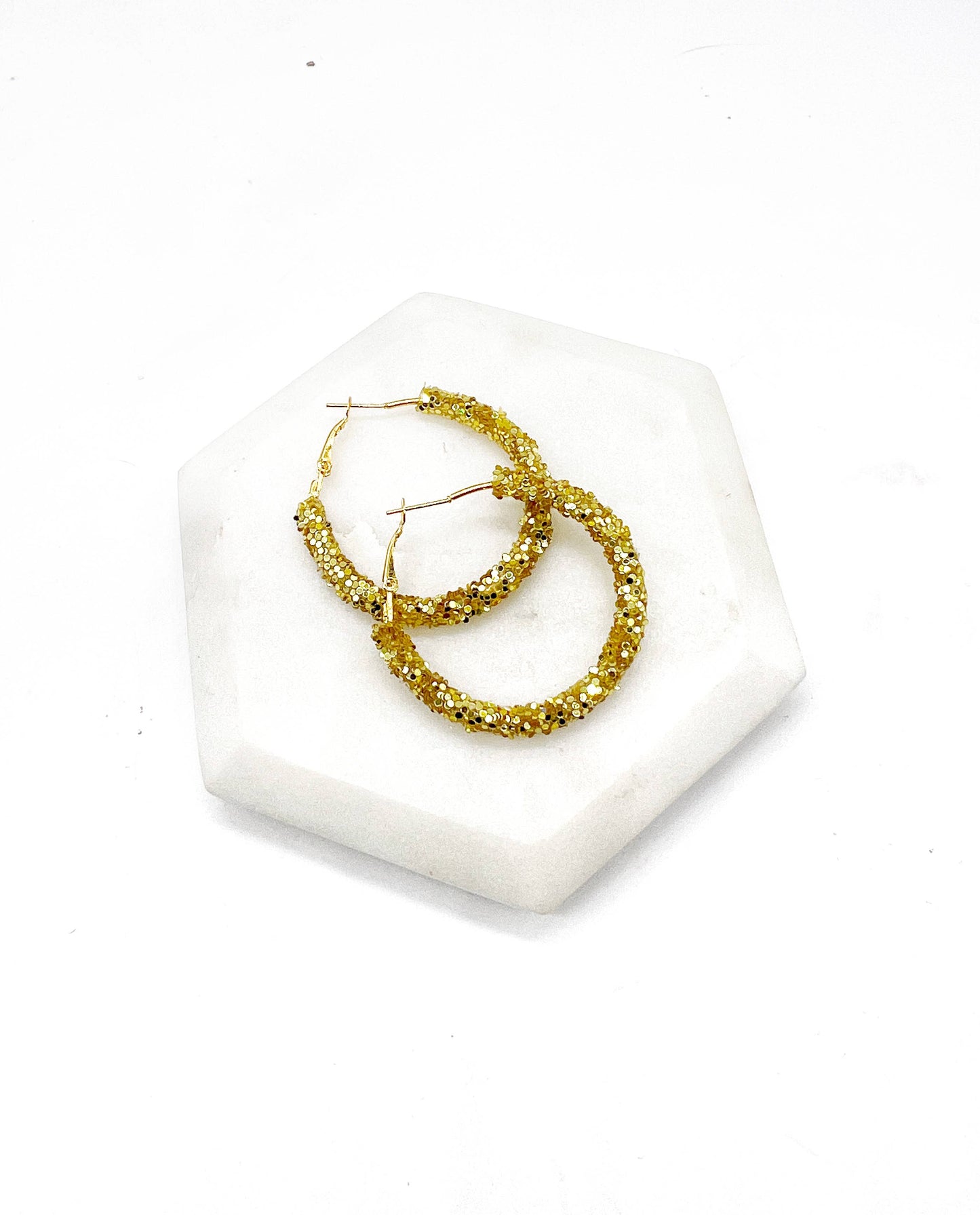 Yellow Gold Glitter Sequin Hoop Earrings Chiefs KC Game Day