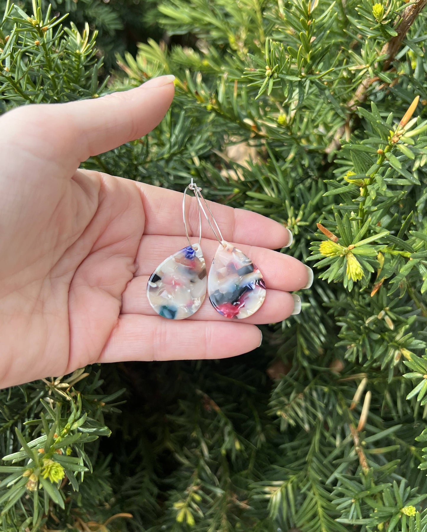 Multi-Color Teardrop Statement Hoop Earrings