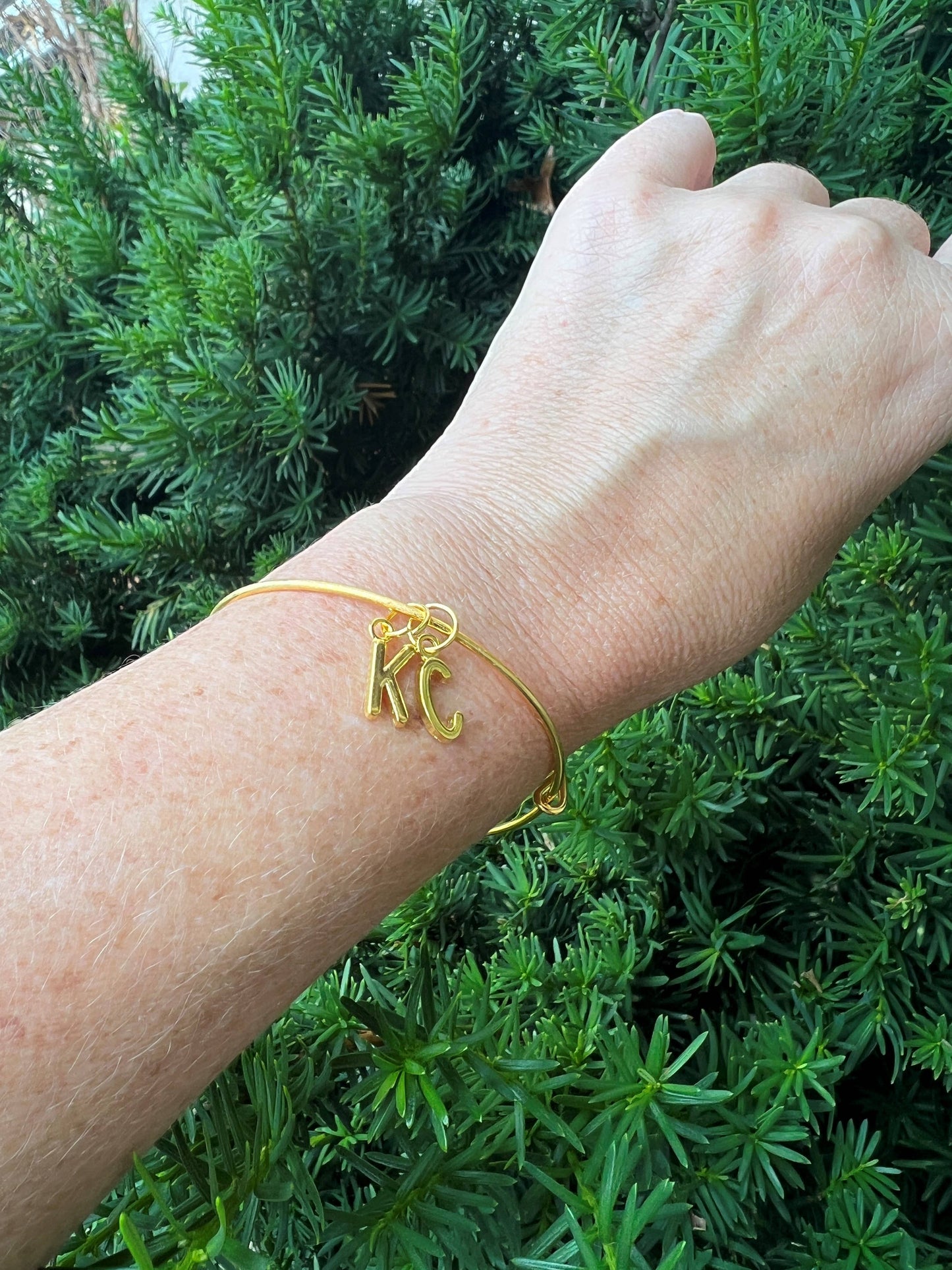 Gold KC Kansas City Chiefs Charm Bangle Bracelet Game Day