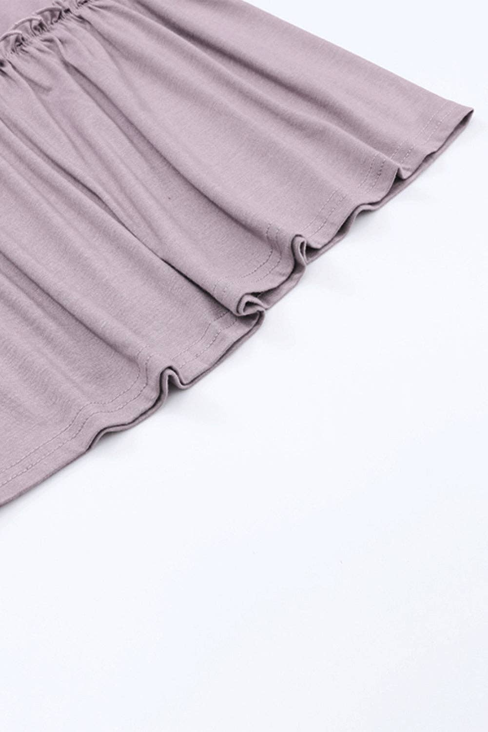 Frilled Drawstring High Waist Wide Leg Pants: MAUVE