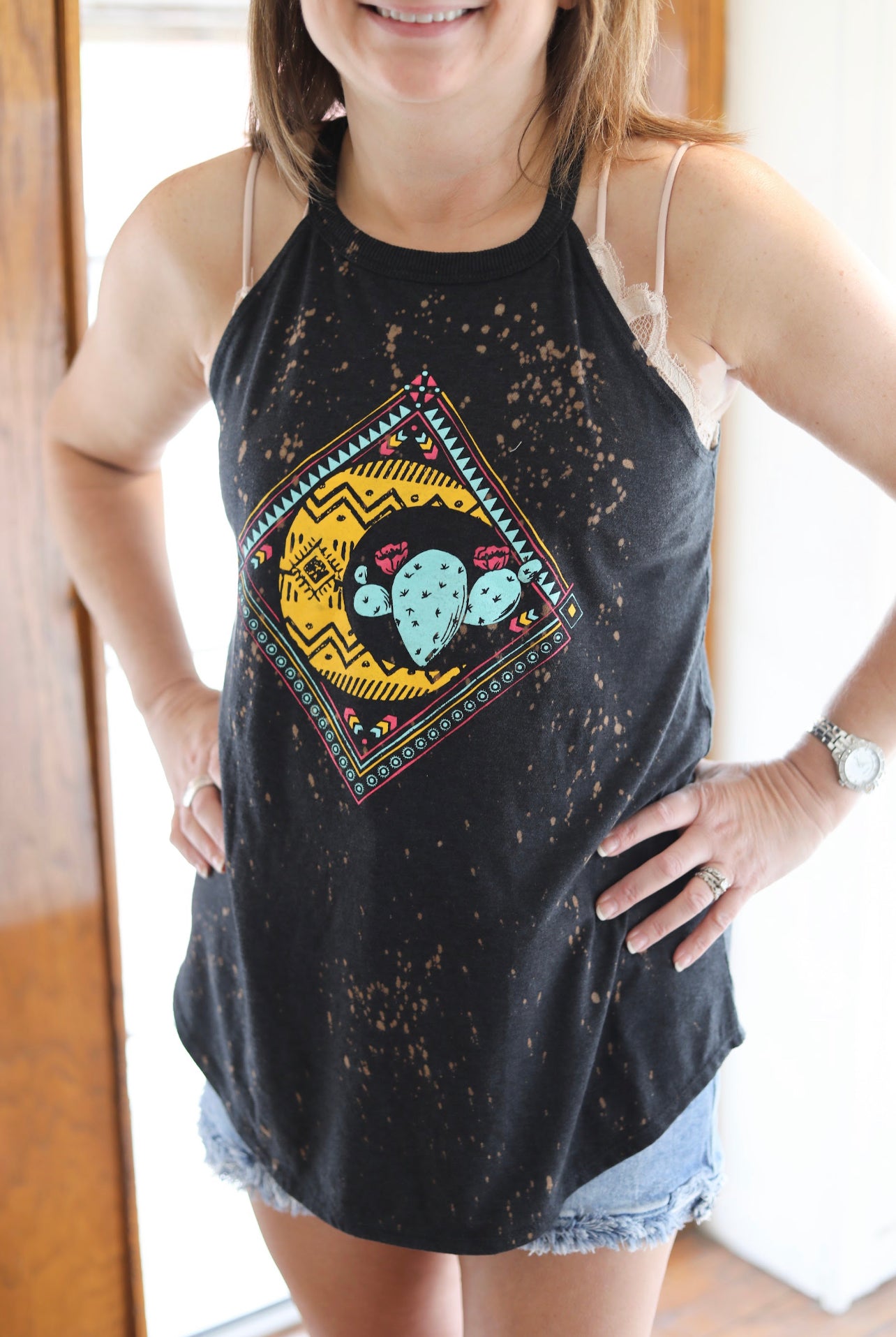 Cactus Moon Tank Bleached
