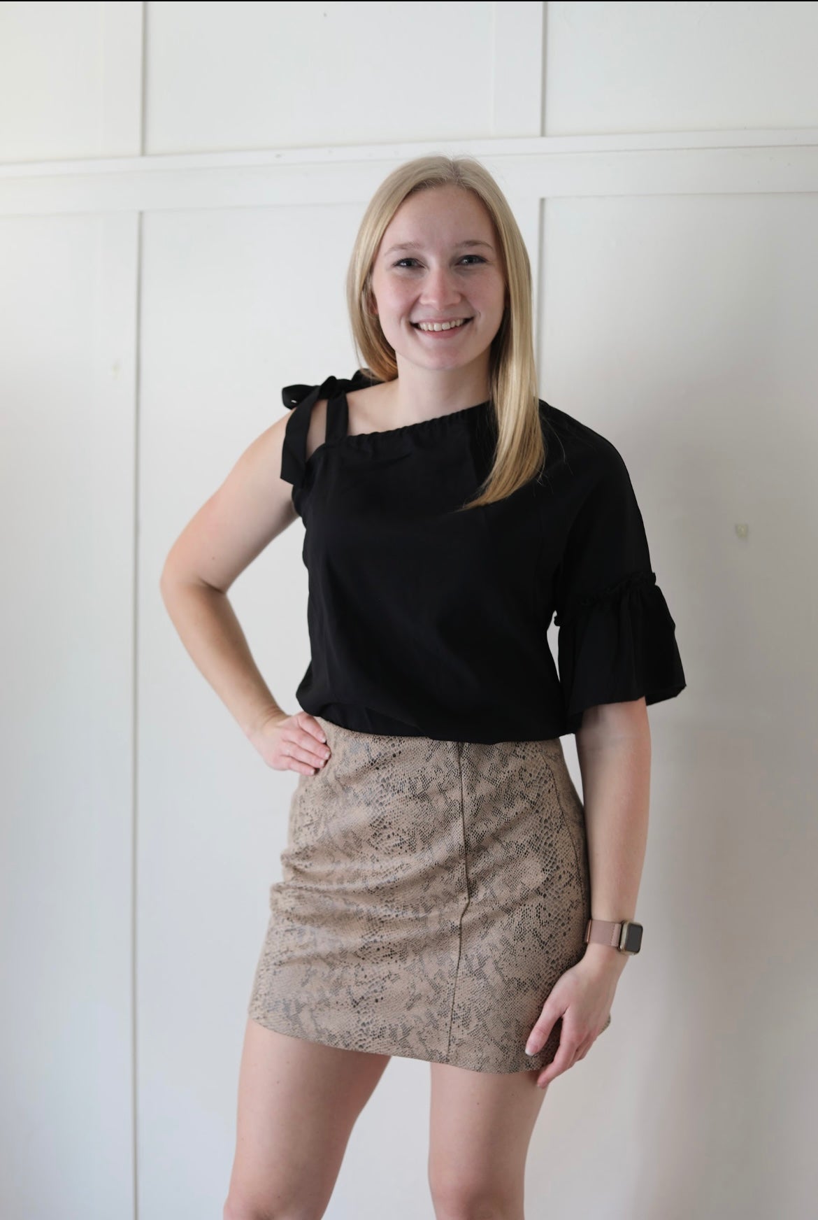 Snakeskin Skirt-Tan