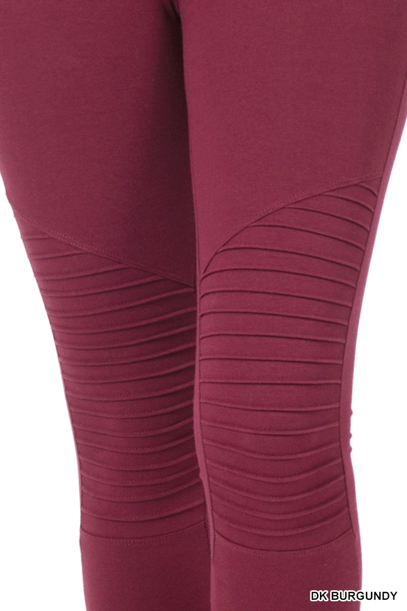 COTTON FULL LENGTH WIDE WAISTBAND MOTO LEGGINGS