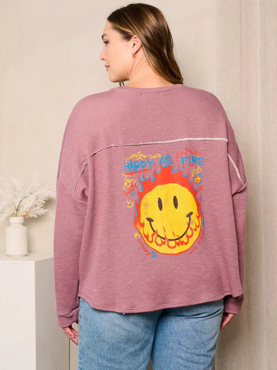 Long Sleeve Plus Tunic, Back Graphic