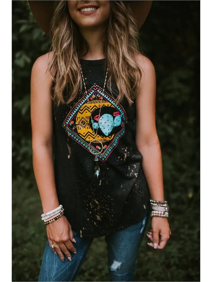 Cactus Moon Tank Bleached