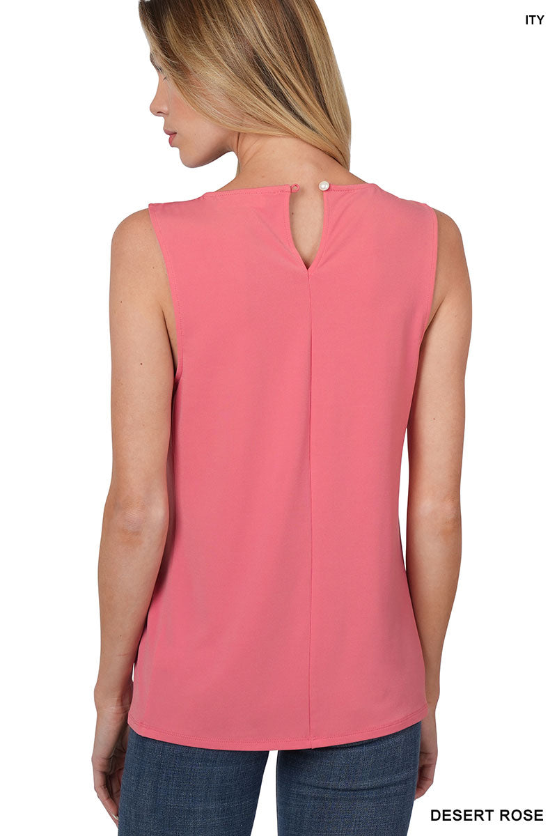Sleeveless Front Pleat Tank -- Desert Rose