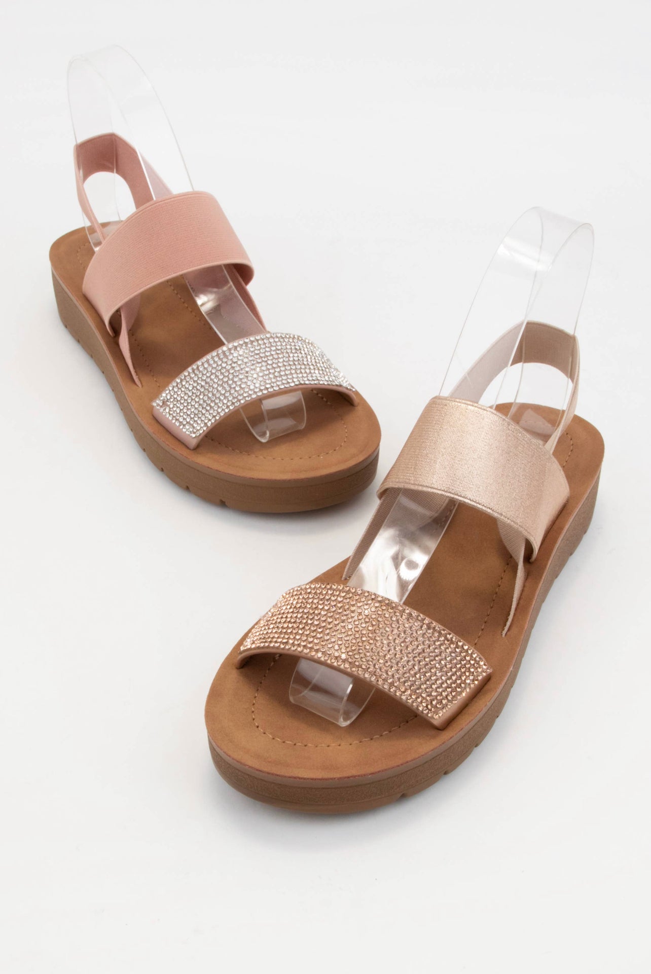 Marlee Stretchable Strap Sandal — Rose Gold
