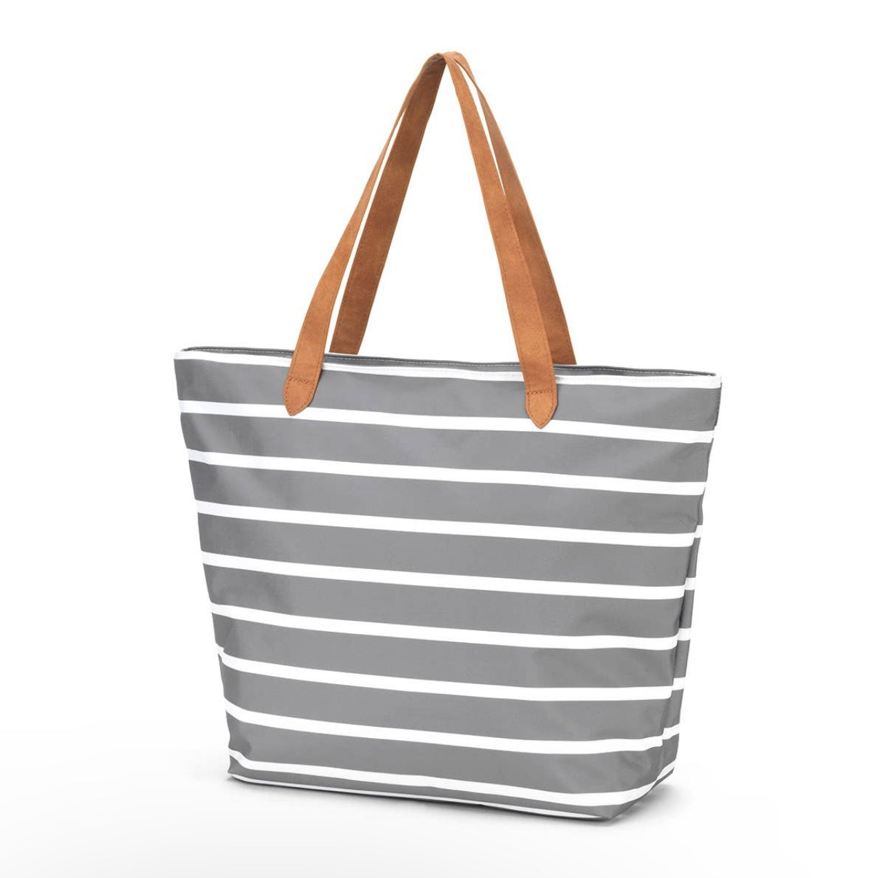 Gray Striped Tote Bag
