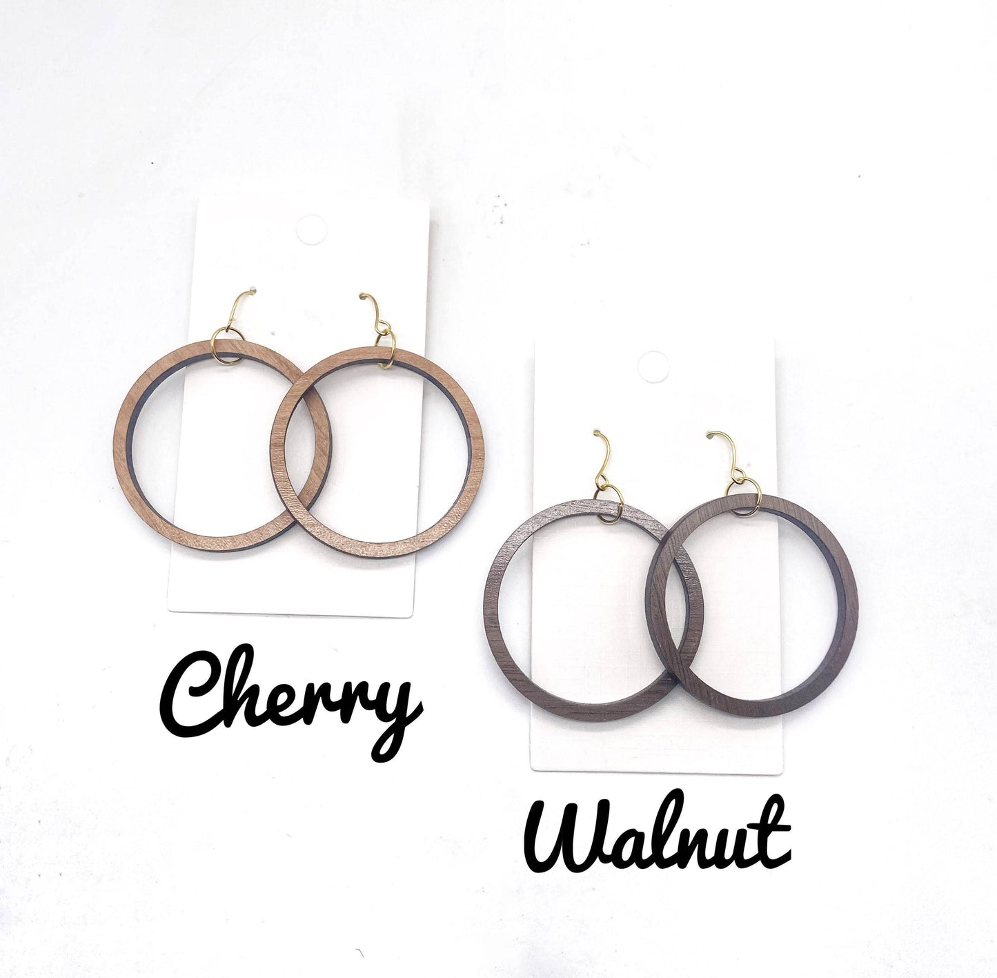 1.5" Wood Hoop Earrings: Walnut