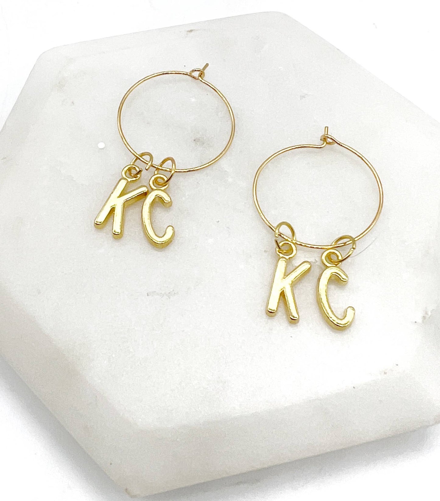 Gold KC Kansas City Hoop Earrings Chiefs Game Day