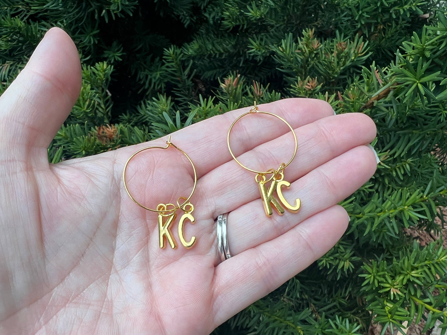 Gold KC Kansas City Hoop Earrings Chiefs Game Day