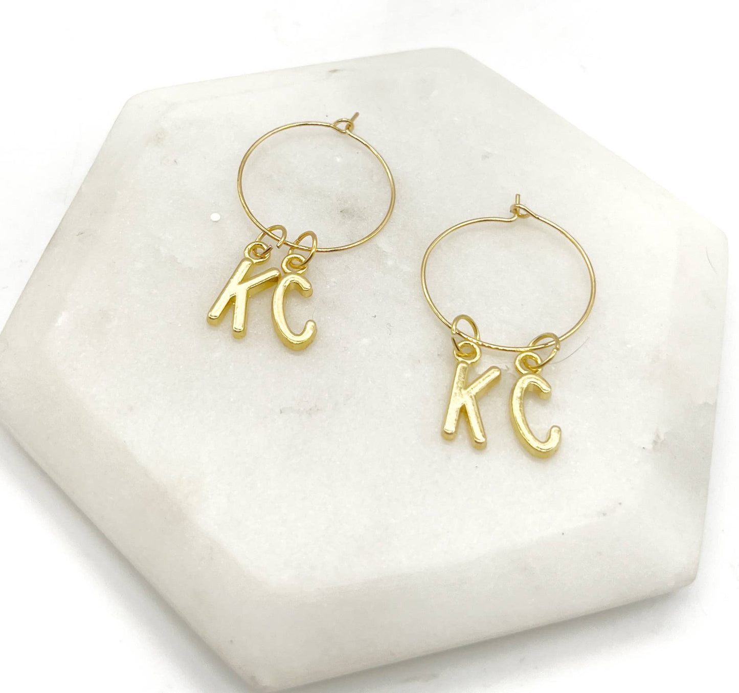 Gold KC Kansas City Hoop Earrings Chiefs Game Day