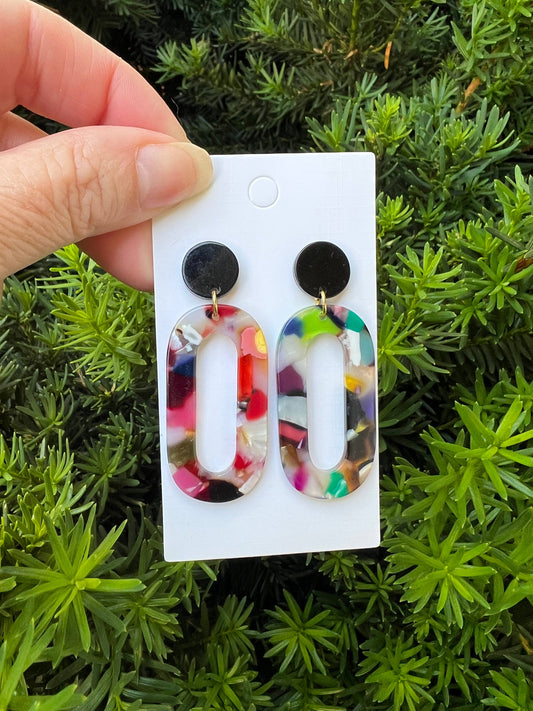 Multi-Color Loop Acrylic Earrings