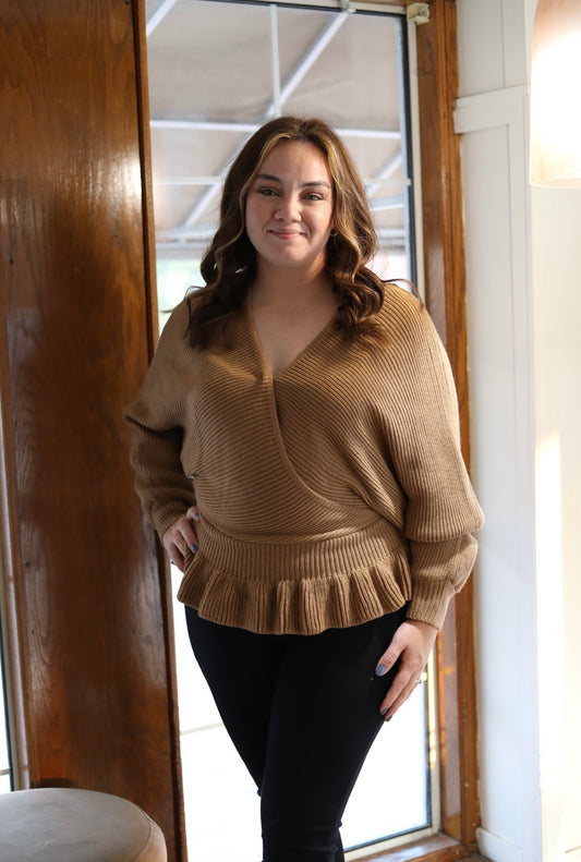 Brown Ruffle Sweater