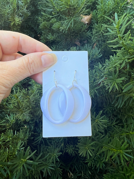 White Acrylic Oval Statement Earrings