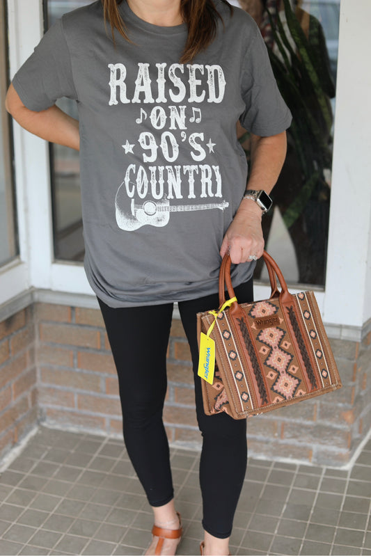 RAISED ON 90'S COUNTRY MUSIC GRAPHIC TSHIRTS: GREY