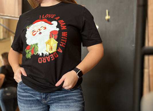 I love a man with a beard Santa Tee