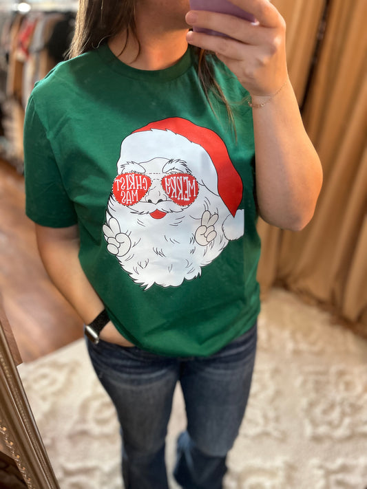 Santa with Glasses Tee