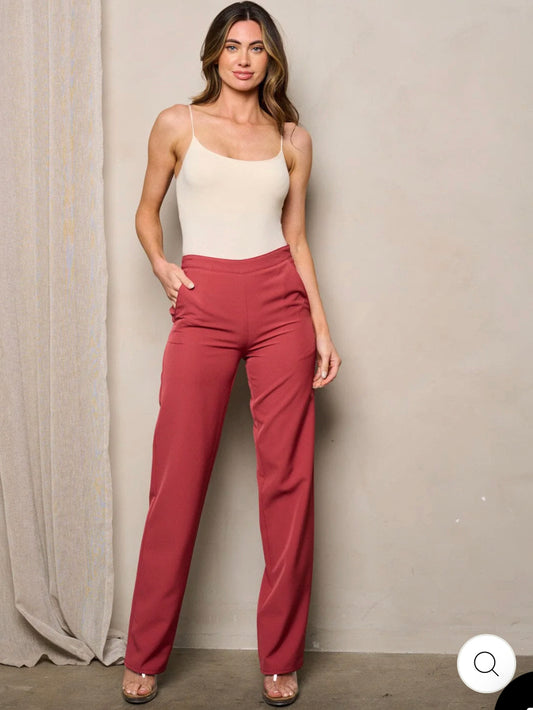 Straight Leg Dress Pants-Salmon