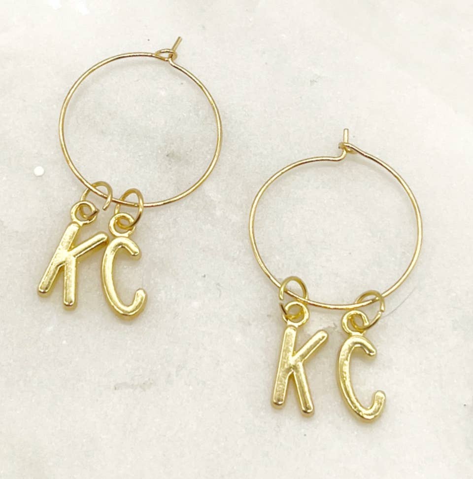 Gold KC Kansas City Hoop Earrings Chiefs Game Day