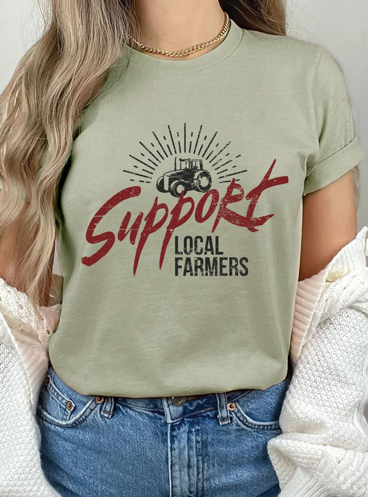 SUPPORT LOCAL FARMERS GRAPHIC TSHIRTS: SAGE GREEN