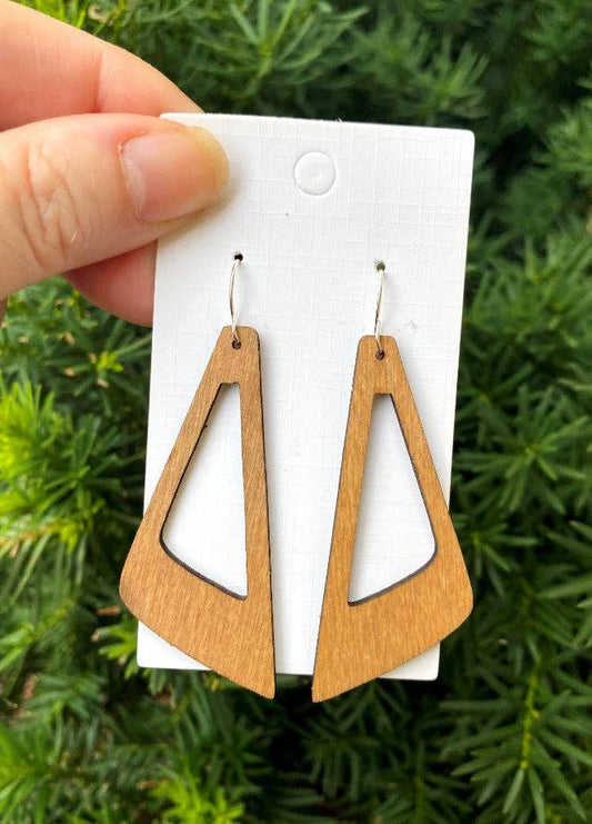 Light Wood Geo Geometric Statement Earring