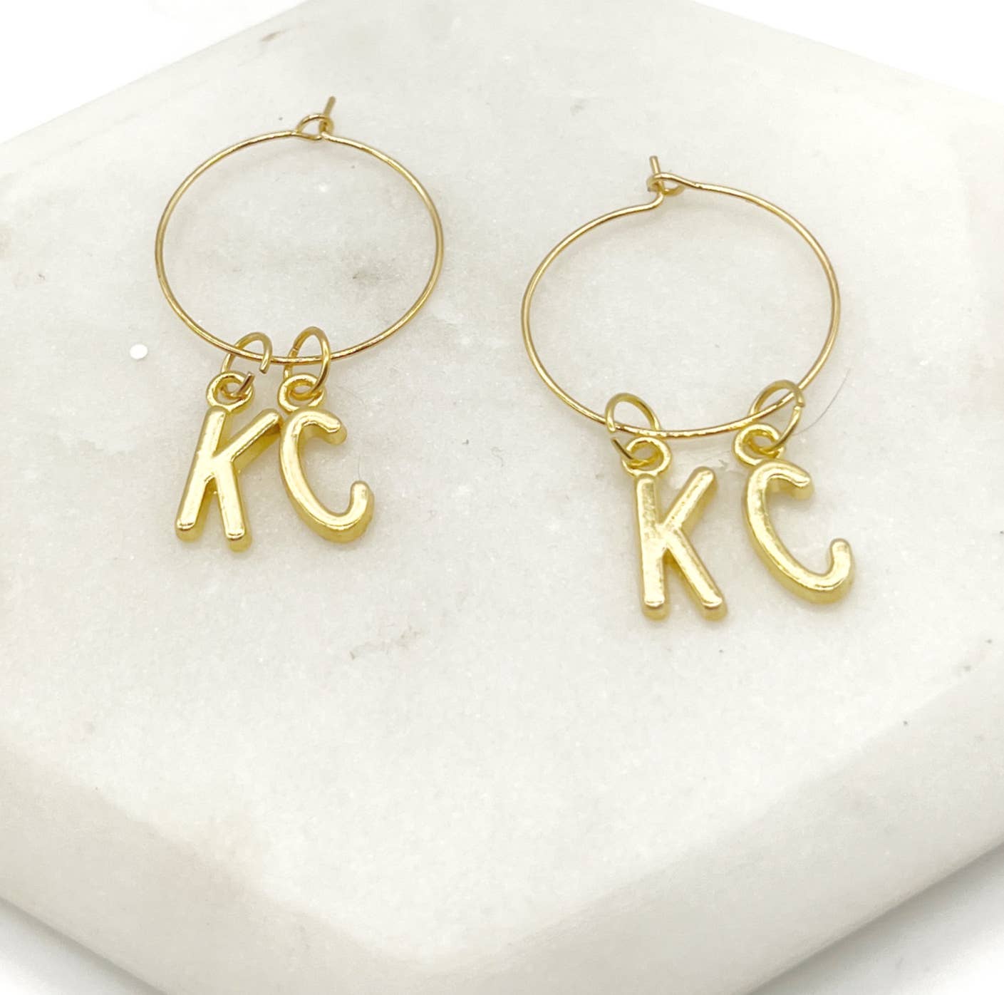 Gold KC Kansas City Hoop Earrings Chiefs Game Day