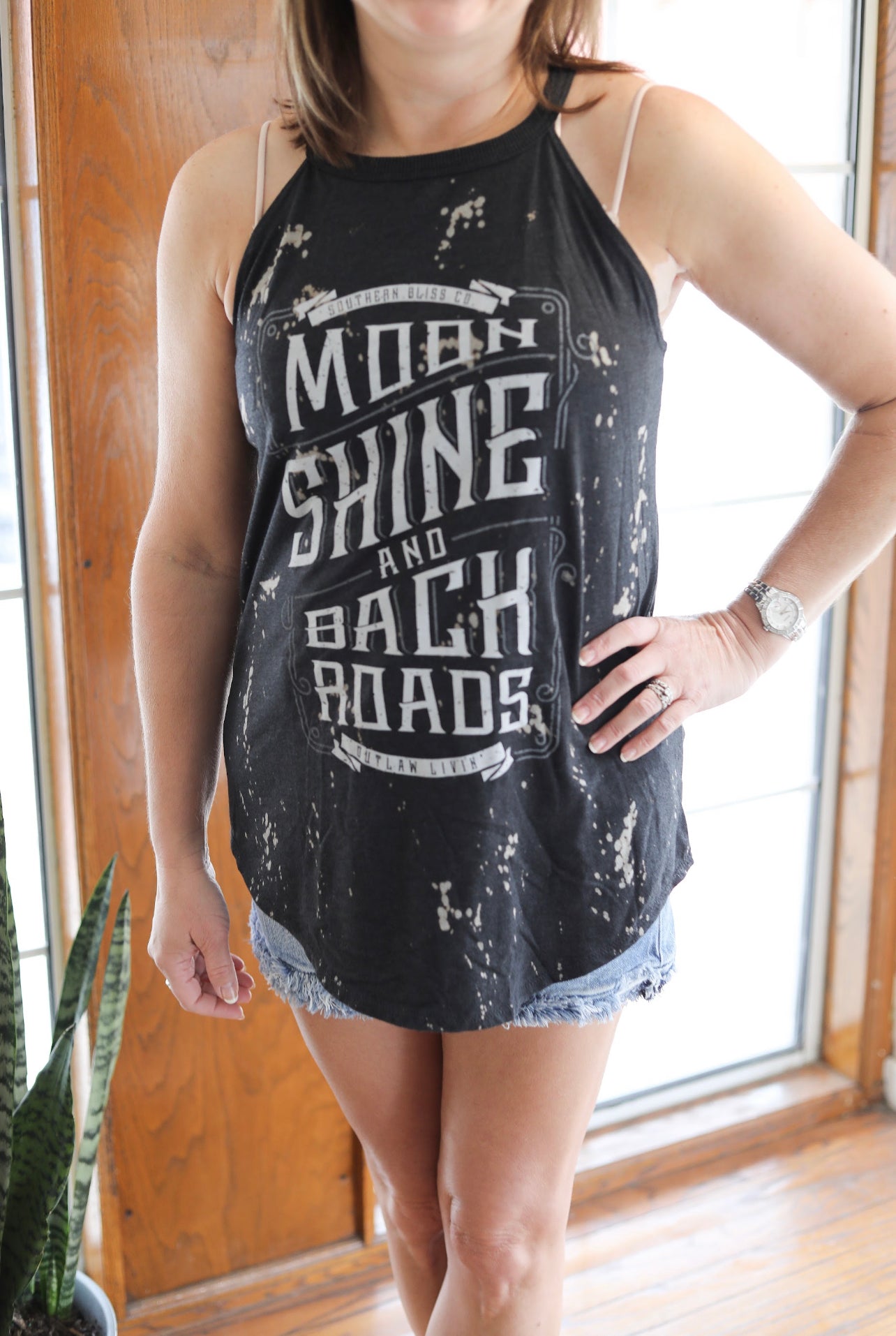 Moonshine and Backroads Bleached Tank