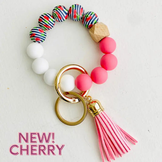 Bangle Keychain | Silicone Wristlet Key Ring | Bead Bracelet