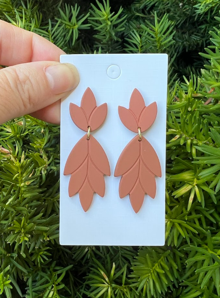 Rust Flora Acrylic Statement Earrings