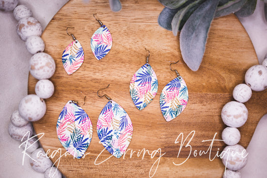 Palm Leaf Football-Shaped Earrings