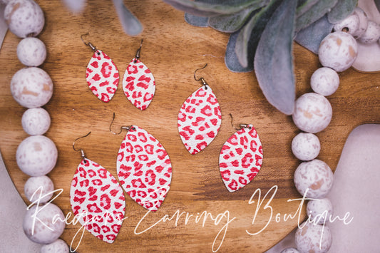 Pink Cheetah Print Football-Shaped Earrings