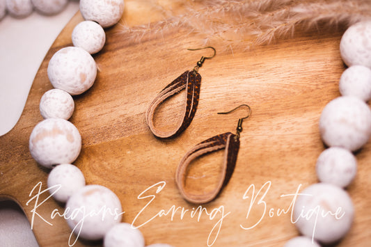 Dark Brown Double Hoop Leather Earrings