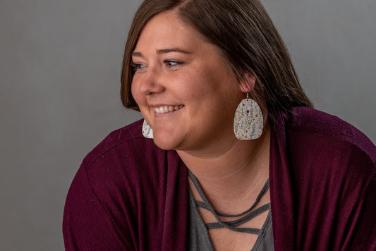 Floral Cork Tag Earrings